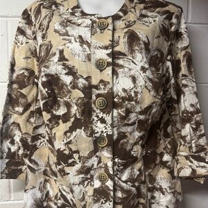 Coldwater Creek Brown and Cream Blazer